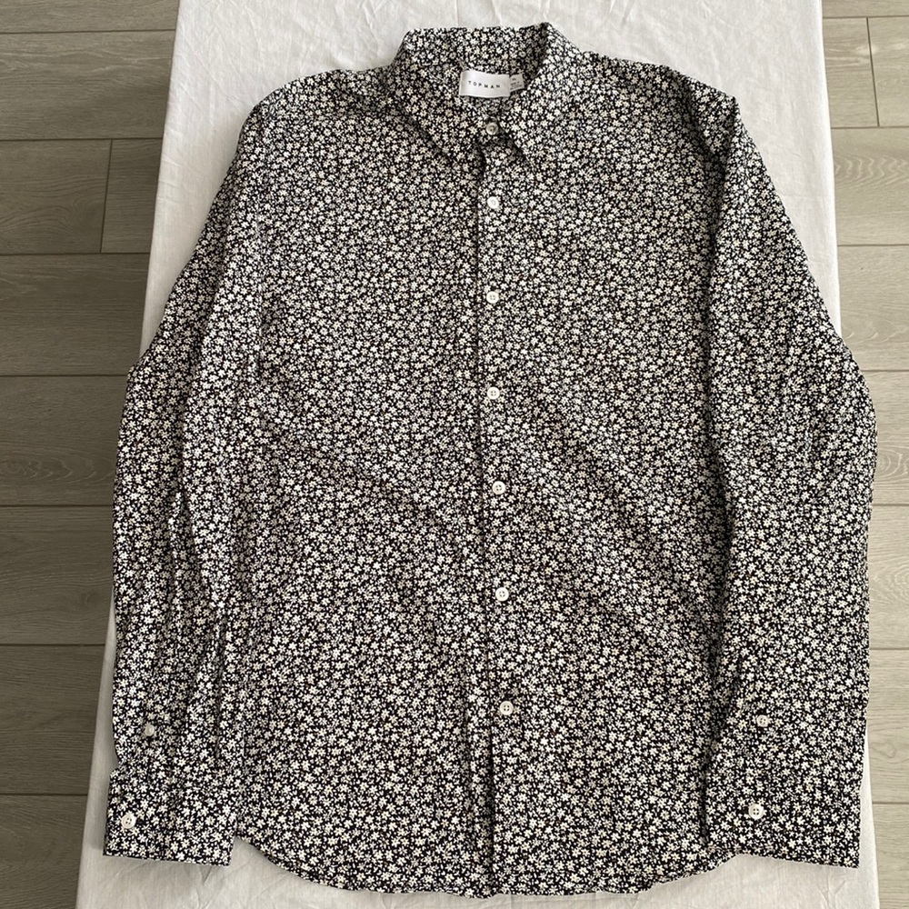 Topman Floral Long Sleeve Button Down XL